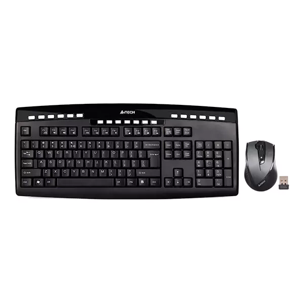 نمای روبرو کیبورد و ماوس بی سیم ای فورتک مدل a4tech 9200f
