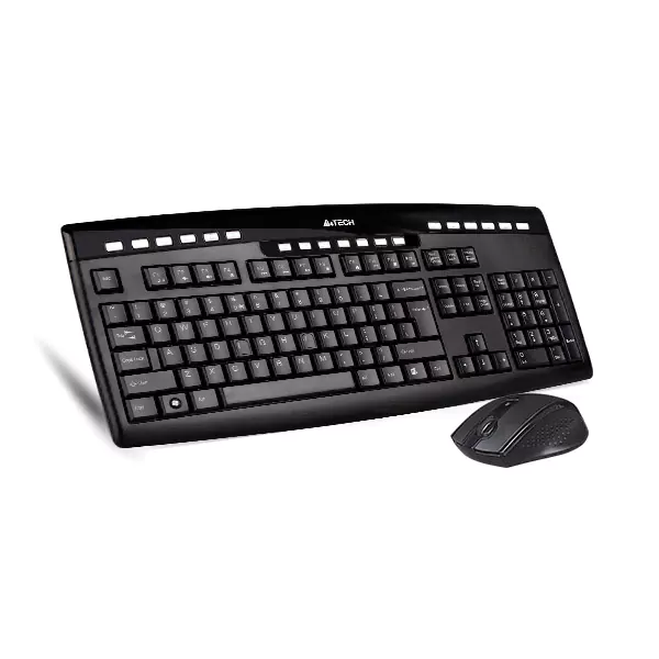نمای کناری کیبورد و ماوس بی سیم ای فورتک مدل a4tech 9200f