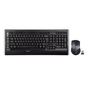 نمای روبرو کیبورد و ماوس بی سیم ای فورتک مدل a4tech 9300f