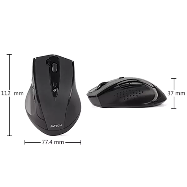 ابعاد ماوس بی سیم ای فورتک مدل a4tech g10-810f