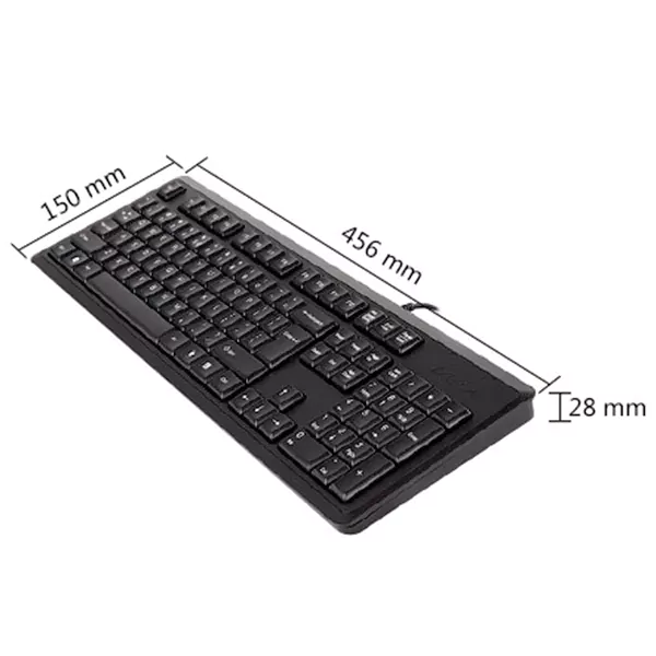 ابعاد کیبورد باسیم ای فورتک مدل a4tech kr-92