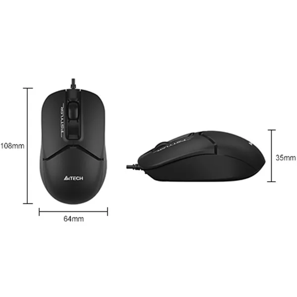 ابعاد ماوس باسیم ای فورتک مدل a4tech fm12s