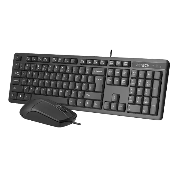 نمای از کنار ماوس و کیبورد باسیم ای فورتک مدل a4tech kr-3330
